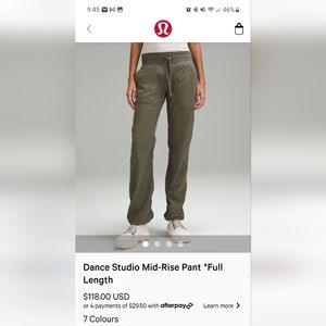 Brand New Lululemon Dance Studio Pants w/ tags Size 8